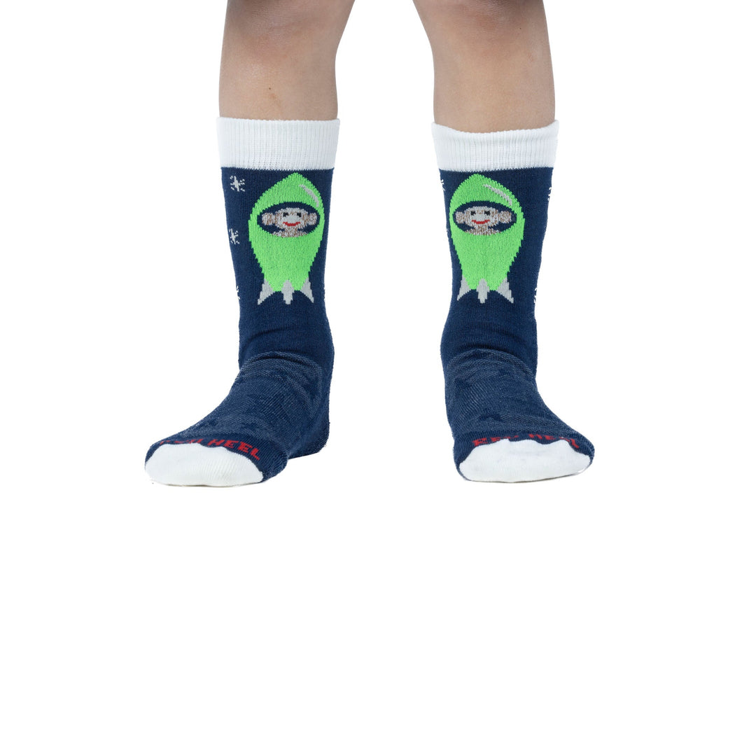 Kid’s Astronaut Monkey Lightweight Crew Everyday Sock - 2 Pack Grey Kids&