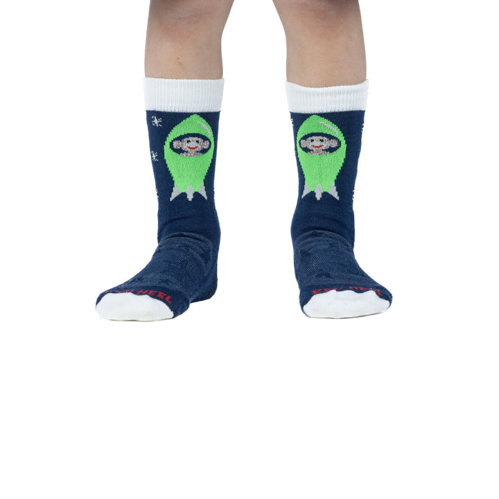 Kid’s Astronaut Monkey Lightweight Crew Everyday Sock - 2 Pack Grey Kids&