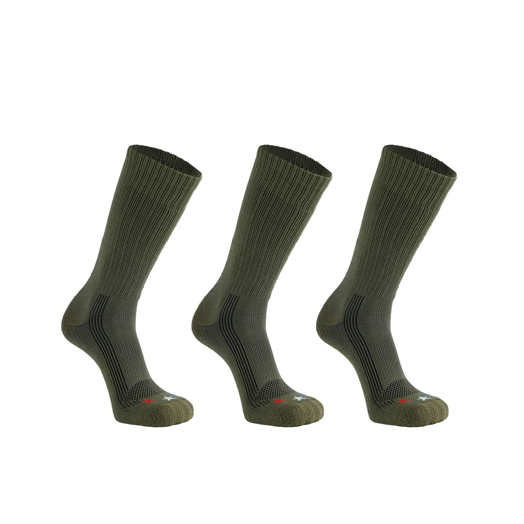 Tactical Americana Lightweight Crew Military Sock Bundle - 3 Pairs Army Green Small - Fox River