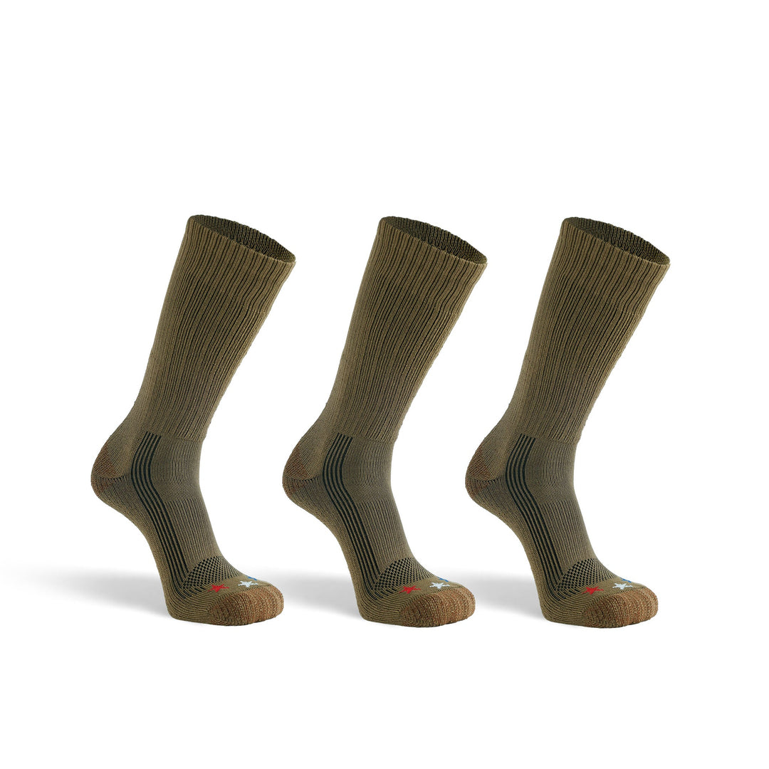 Tactical Americana Lightweight Crew Military Sock Bundle - 3 Pairs Coyote Brown Small - Fox River