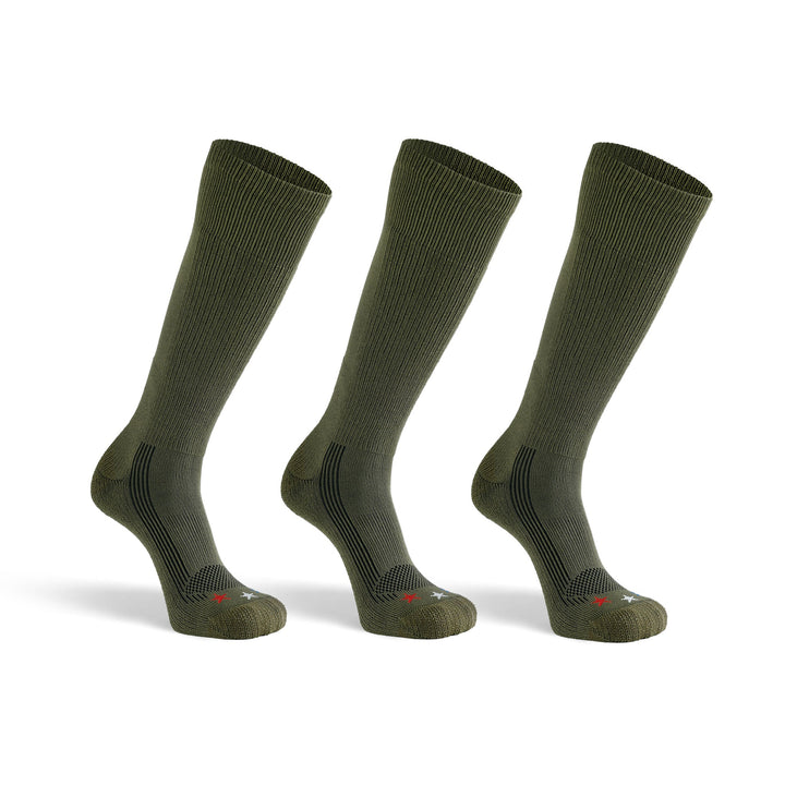 Tactical Boot Americana Lightweight Mid - Calf Military Sock Bundle - 3 Pairs Army Green Small - Fox River