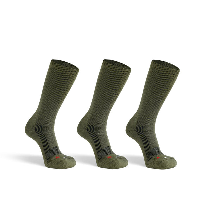 Wick Dry Maximum Americana Medium Weight Crew Military Sock Bundle - 3 Pairs Army Green Small - Fox River