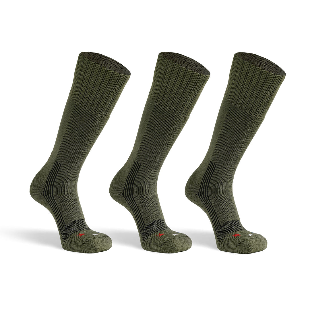 Wick Dry Maximum Americana Medium Weight Mid - Calf Boot Military Sock Bundle - 3 Pairs Army Green Small - Fox River