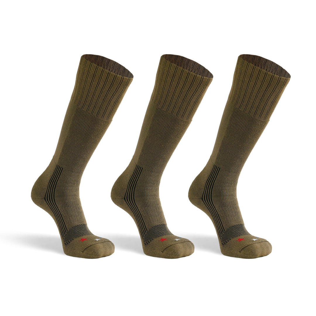 Wick Dry Maximum Americana Medium Weight Mid - Calf Boot Military Sock Bundle - 3 Pairs Coyote Brown Small - Fox River
