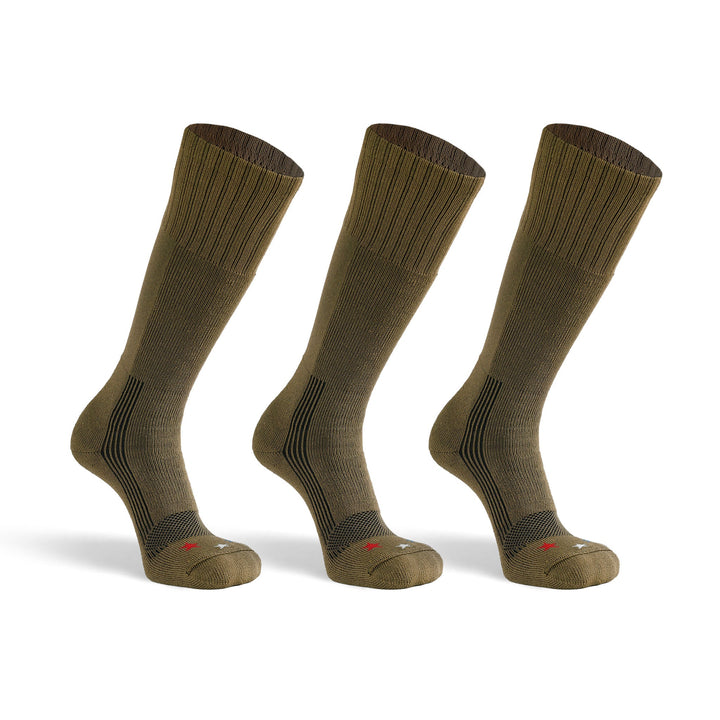 Wick Dry Maximum Americana Medium Weight Mid - Calf Boot Military Sock Bundle - 3 Pairs Coyote Brown Small - Fox River