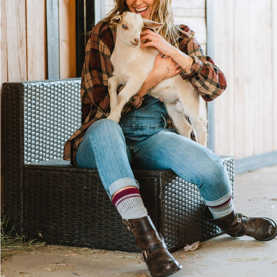 Her Field Medium Weight Mid-Calf Boot &amp; Field Sock Char Mix/Berry Medium - Fox River