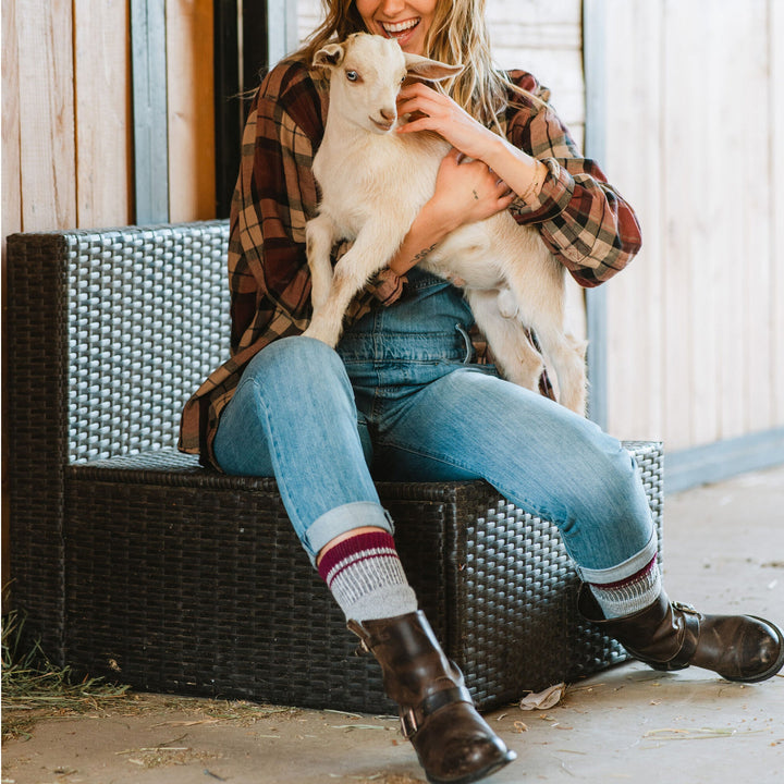 Her Field Medium Weight Mid-Calf Boot &amp; Field Sock Char Mix/Berry Medium - Fox River