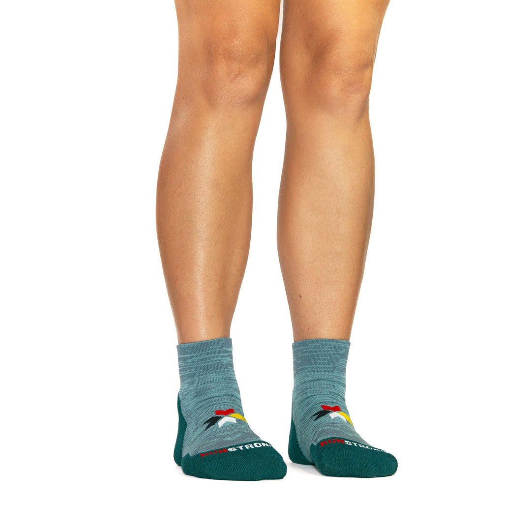 Inyanka Medium Weight Quarter Crew Running Sock Blue/Teal Small - Fox River