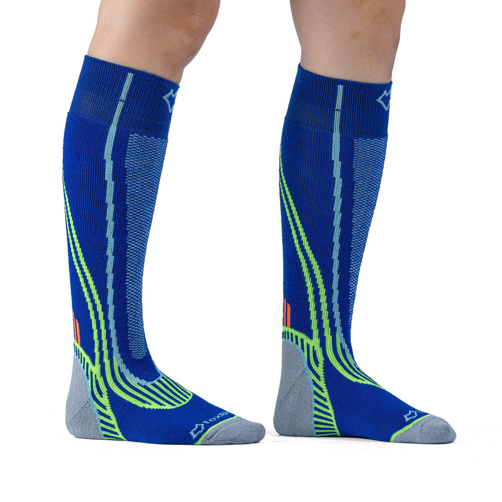 Kid's Snowpass Medium Weight Over-the-Calf Ski and Snowboard Sock Blue Kids' Small - Fox River