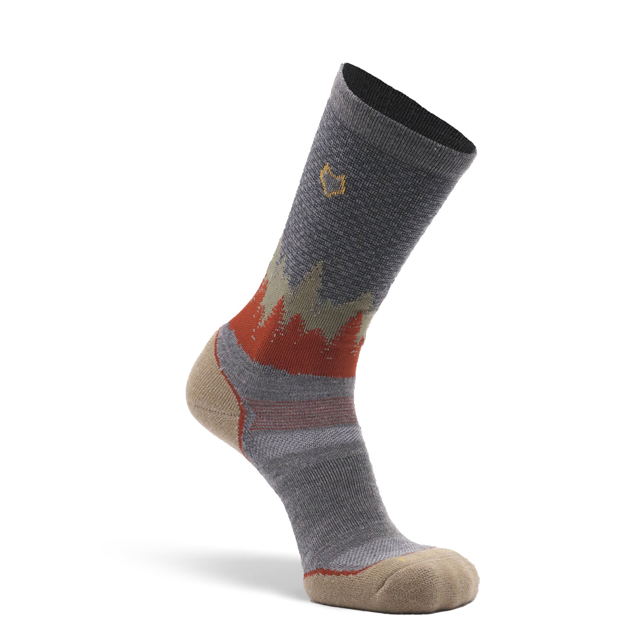 Men's Decorah Medium Weight Crew Hiking Sock Grey/Brass Medium - Fox River